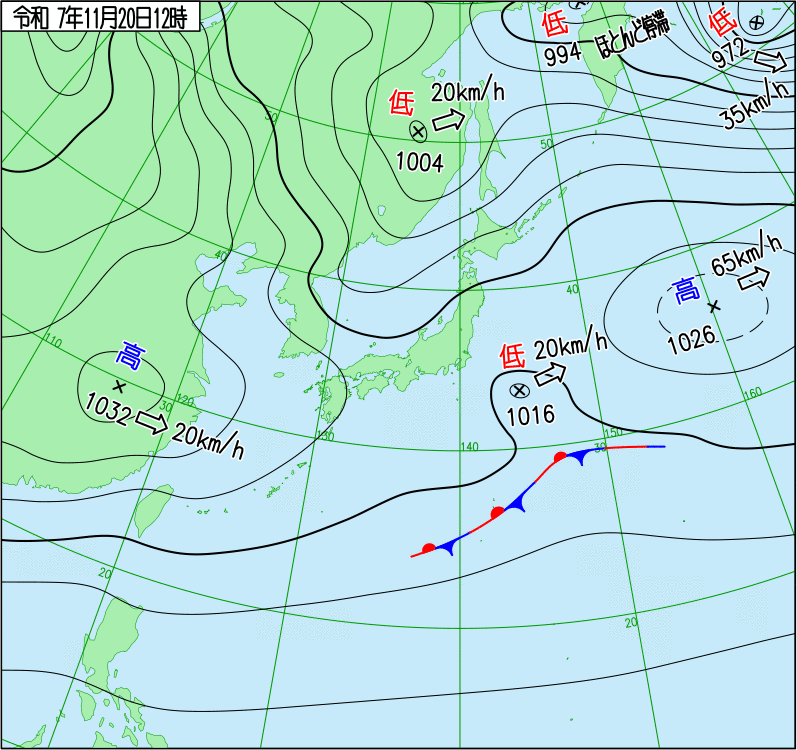 2025年11月20日の正午の天気図