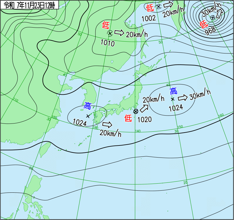 2025年11月23日の正午の天気図