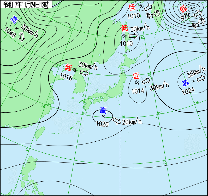 2025年11月24日の正午の天気図