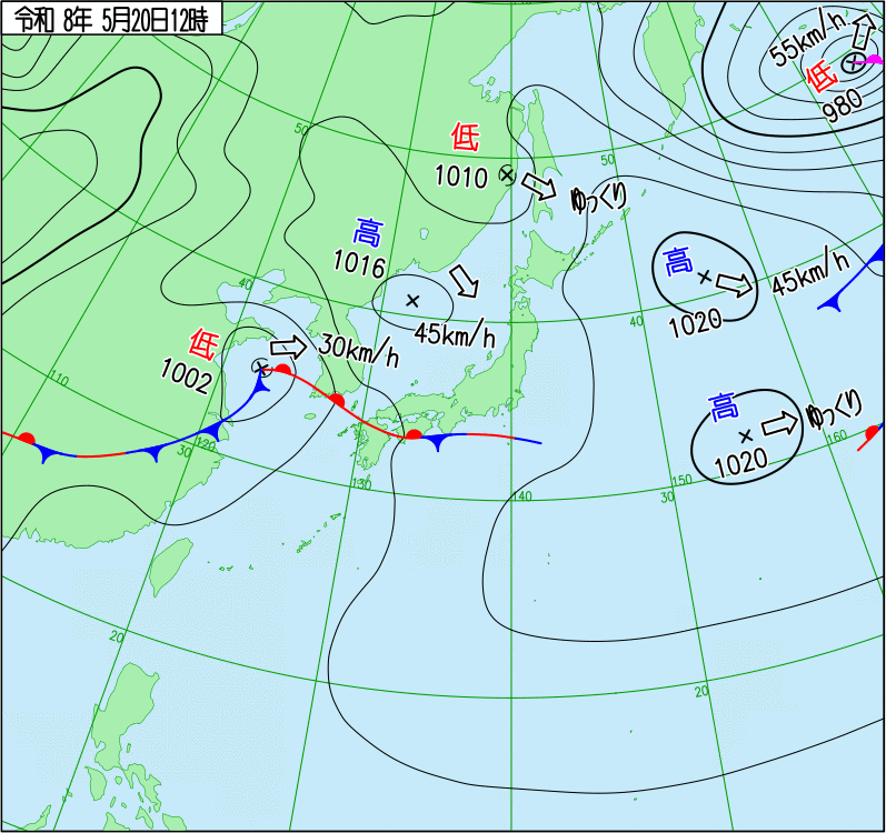 2026年5月20日の正午の天気図