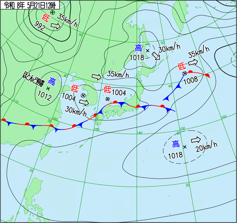 2026年5月21日の正午の天気図