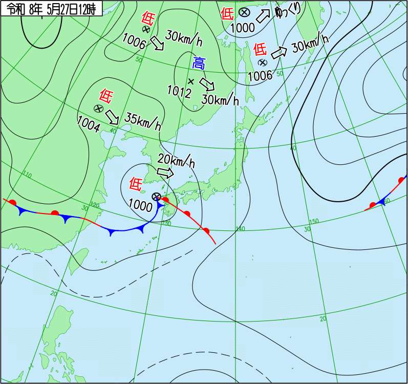 2026年5月27日の正午の天気図