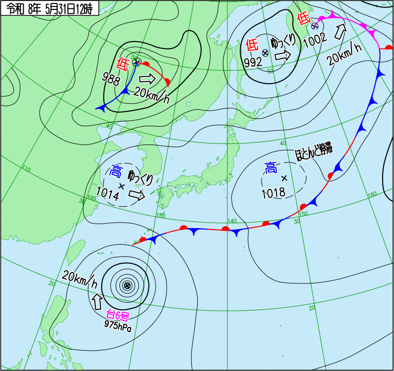 2026年5月31日の正午の天気図