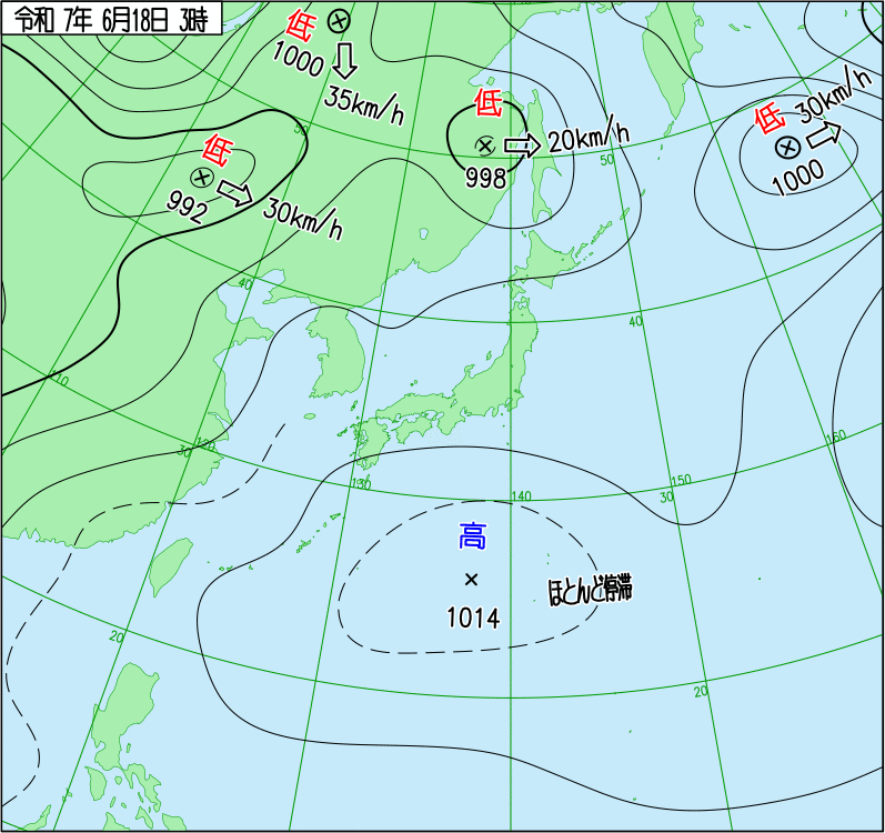 2025年6月18日の天気図