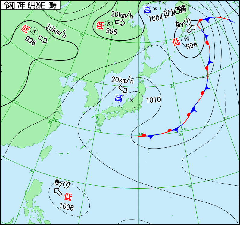 2025年6月29日の天気図
