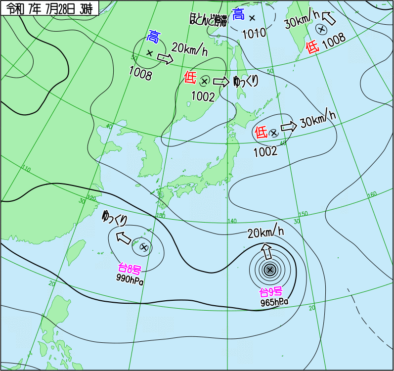 2025年7月28日の天気図
