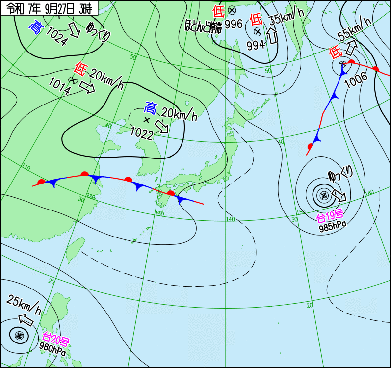 2025年9月27日の天気図