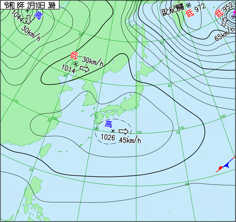2026年2月10日の天気図
