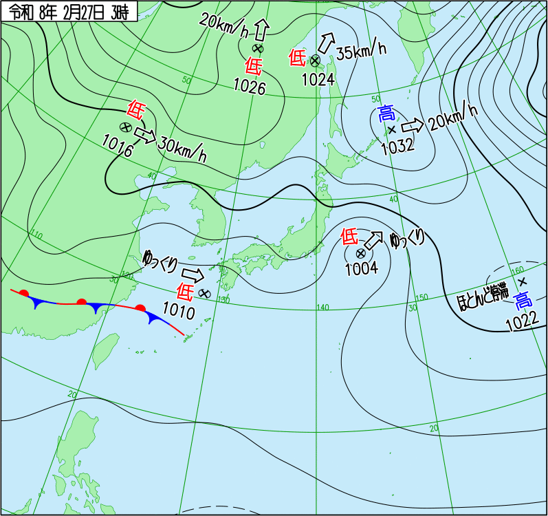 2026年2月27日の天気図
