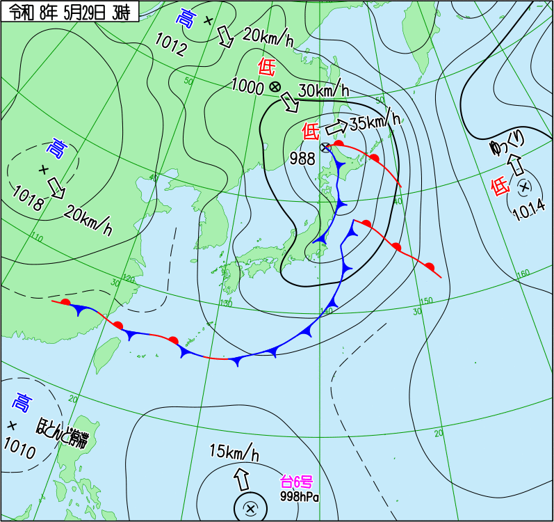 2026年5月29日の天気図