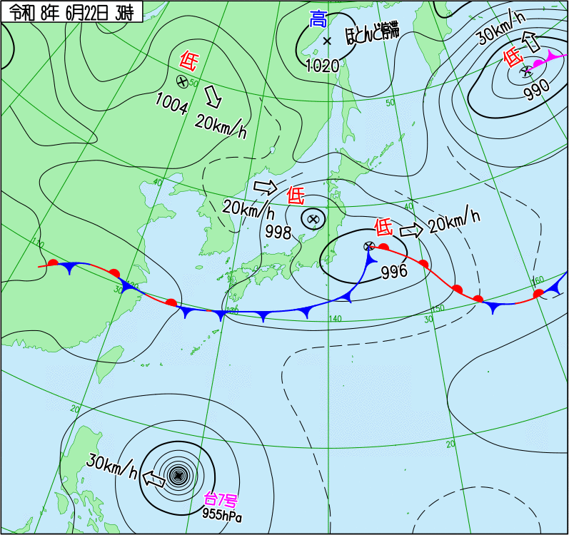 2026年6月22日の天気図
