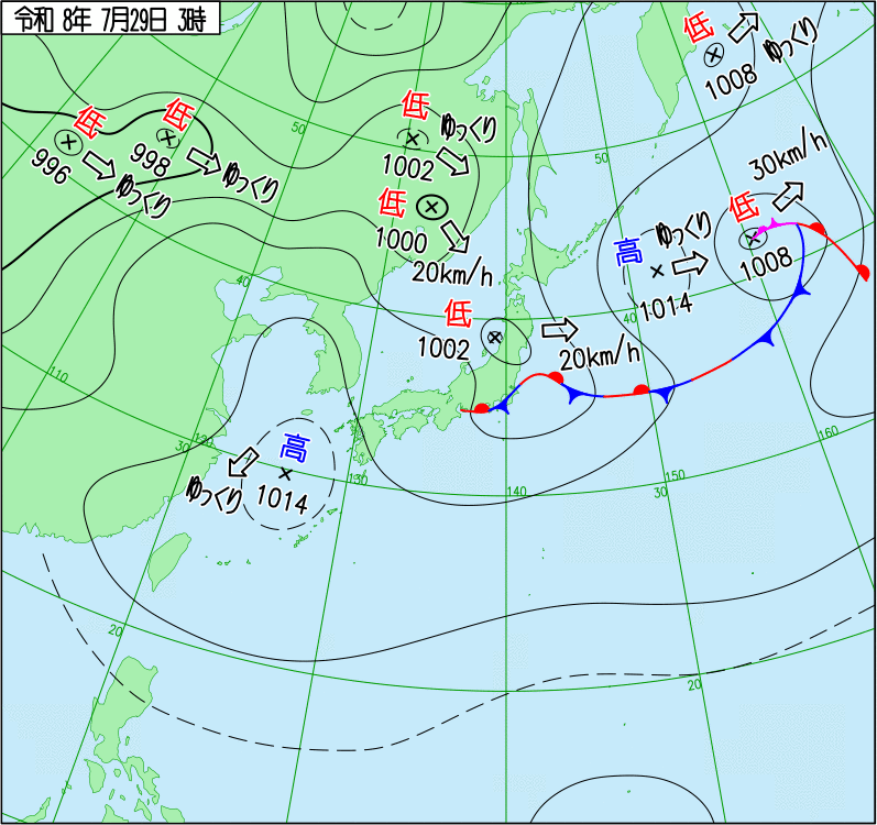 2026年7月29日の天気図