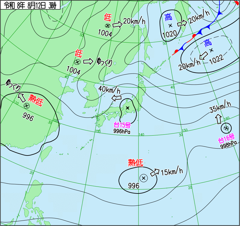 2026年8月12日の天気図
