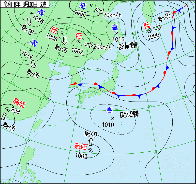 2026年8月30日の天気図